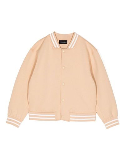 Emporio Armani Kids' Logo-patch Bomber Jacket In Neutrals