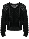 Simone Rocha Long-sleeve Crochet-knit Cardigan In Black