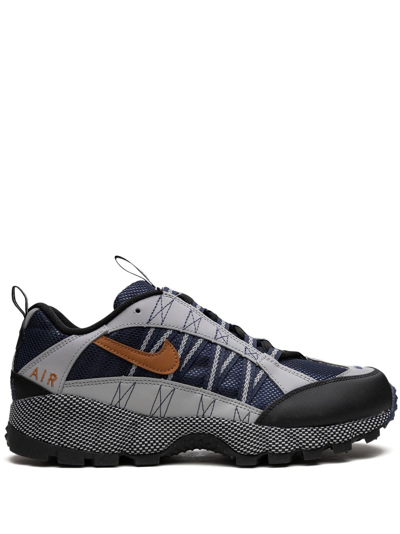 Nike Air Humara Qs Leather-trimmed Mesh Trainers In Silver/desert Bronze-midnight Navy-black