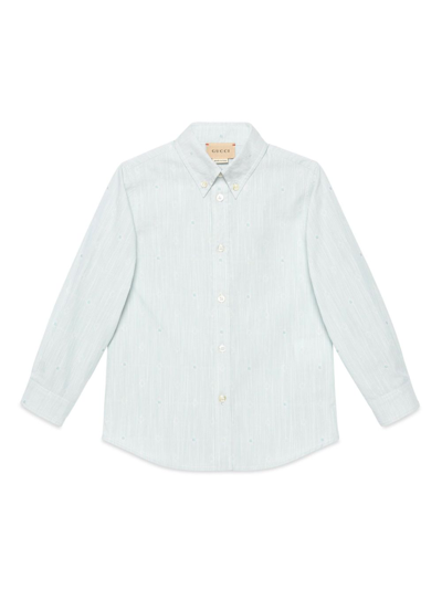 Gucci Kids' Square G Cotton Shirt In Blue