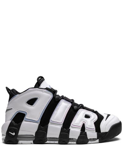 Nike Air More Uptempo '96 Trainers In Black And White - Black In White/midnight Navy/metallic Gold