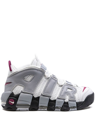 Nike Air More Uptempo '96 Rubber-trimmed Leather Trainers In Summit White/rosewood-wolf Grey