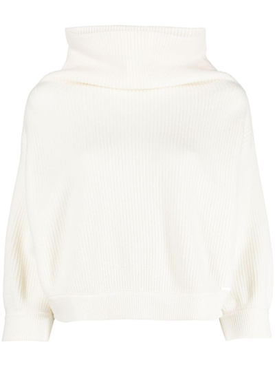 Akris Stand-up Collar Cashmere Jumper In White
