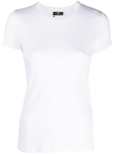Elisabetta Franchi Logo-patch Cotton T-shirt In Beige
