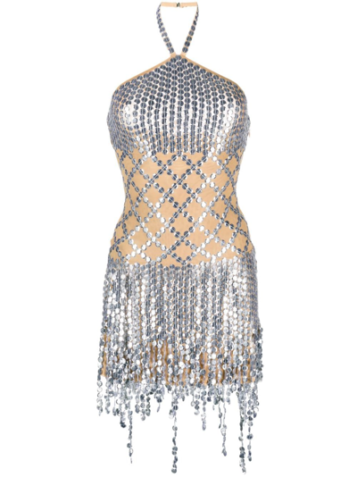 Attico Adriel Halterneck Minidress In Silver