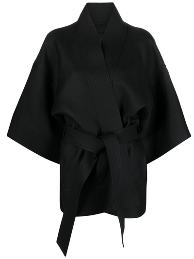 Wardrobe.nyc Belted Wool And Silk Jacket In Black