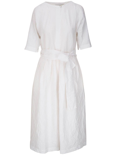 Vince Belted Flared Midi Dress In White