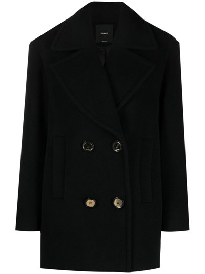 Pinko Double-breasted Pea Coat In Black
