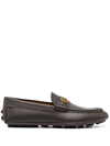 BALLY LOGO-PLAQUE LEATHER MOCCASINS
