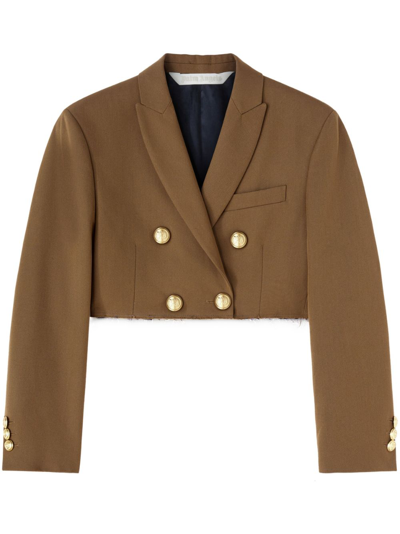 Palm Angels Double-breasted Cropped Blazer In Brown
