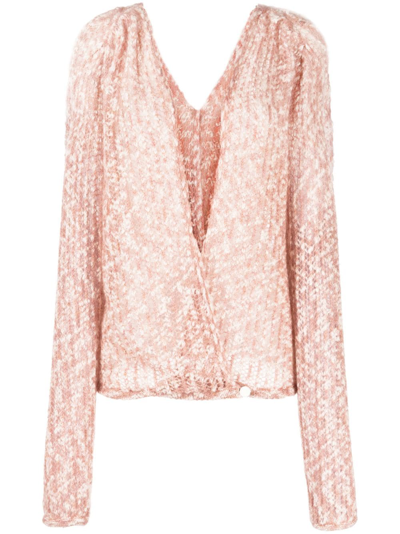 Forte Forte Open-knit Wrap Cardigan In Pink