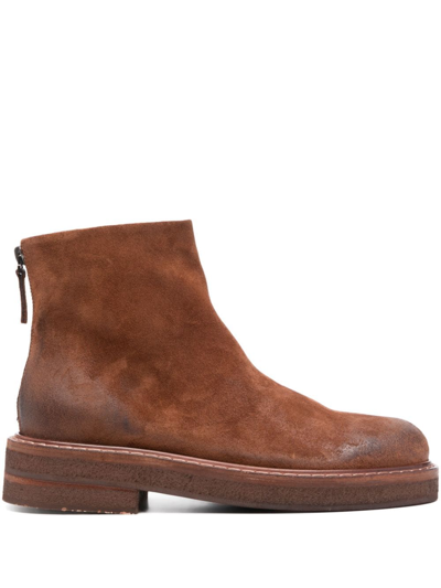 Marsèll Leather Round-toe Ankle Boots In Brown