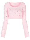 Philosophy Di Lorenzo Serafini Embellished Fuzzy Cropped Sweater In Pink