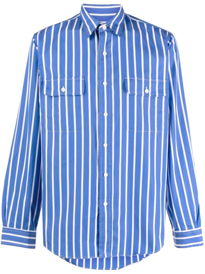 Polo Ralph Lauren Striped Long-sleeve Cotton Shirt In Blue