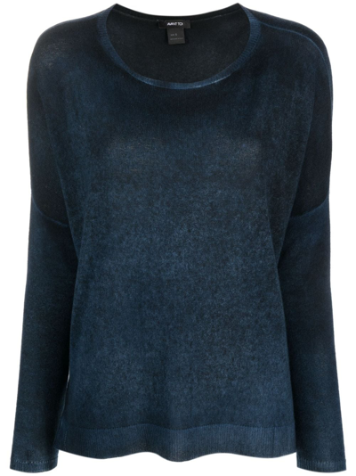 Avant Toi V-neck Oversize Sweater With Slits In Blue