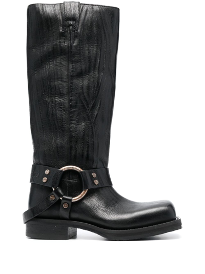 Acne Studios 30mm Knee-high Leather Boots In Anthracite