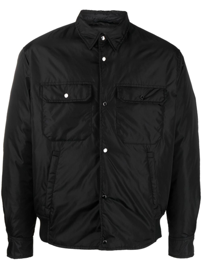 Emporio Armani Pointed-collar Press-stud Down Jacket In Black