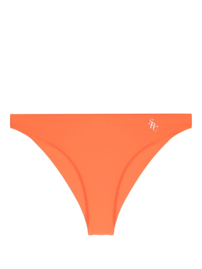Sporty And Rich Romy Logo-print Bikini Bottoms In Orange
