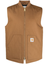 Carhartt Zipped Canvas Gilet In Brown