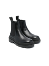 Versace Round-toe Leather Ankle Boots In Black