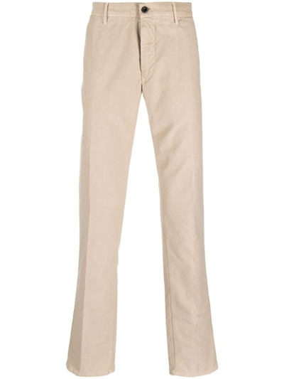 Incotex Logo-embroidered Straight-leg Trousers In Neutrals