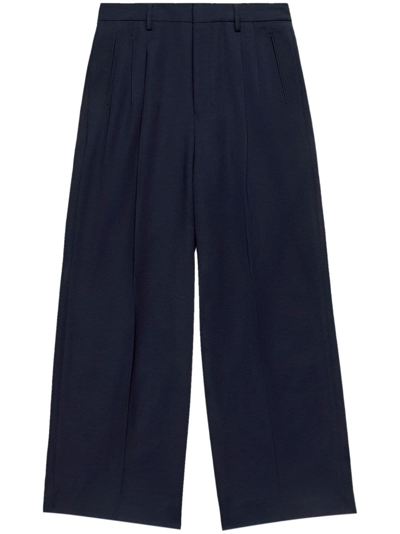 Ami Alexandre Mattiussi Pleated Long-length Trousers In Blue