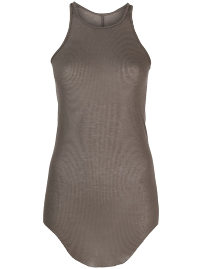 Rick Owens Ribbed-jersey Tank Mini Dress In Brown