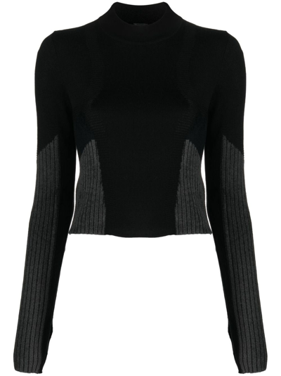 Pinko Ribbed Knitted Jumper In Black