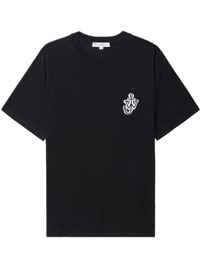 Jw Anderson Black Logo-embroidered Cotton T-shirt