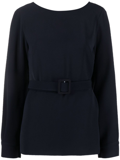 P.a.r.o.s.h Belted Long-sleeve T-shirt In Black