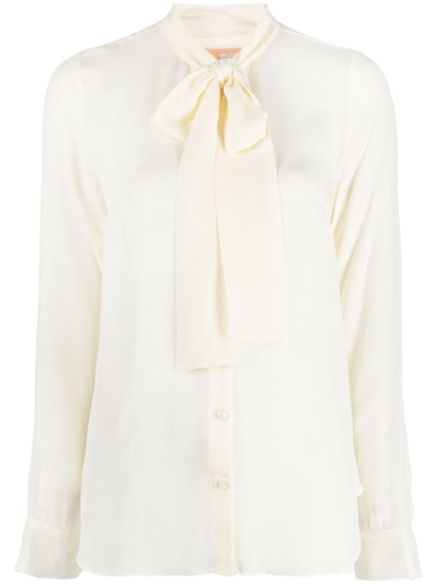 Michael Michael Kors Pussy-bow Collar Button-up Blouse In Neutrals