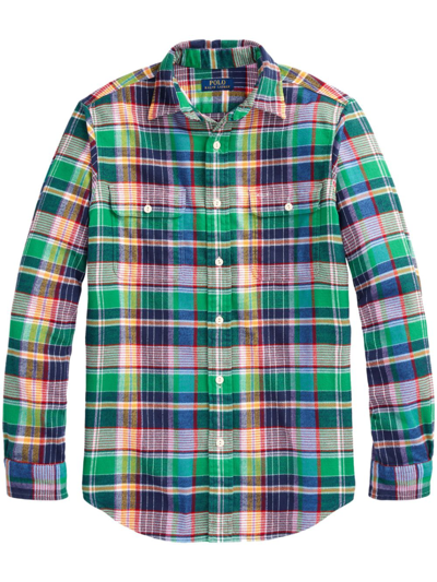Polo Ralph Lauren Check-print Cotton Shirt In Green