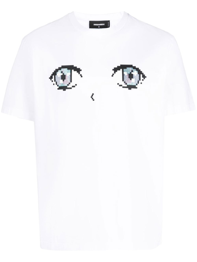 Dsquared2 Pixel Eye-print T-shirt In White