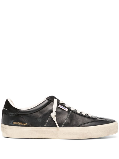 Golden Goose Logo-patch Lace-up Sneakers In Black