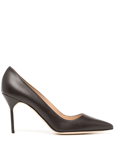 Manolo Blahnik Bb 90mm Leather Pumps In Brown