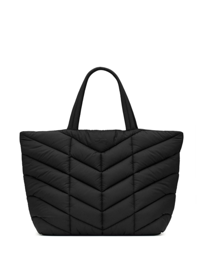 Saint Laurent Quilted Puffer Tote Bag In Nero