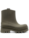 Chloé Elegant Grape Leaf Rain Boots With 5.5 Cm Heel In Green