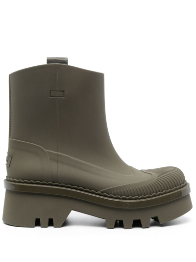 Chloé Elegant Grape Leaf Rain Boots With 5.5 Cm Heel In Green