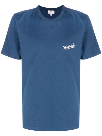 Woolrich Logo印花棉t恤 In Blue