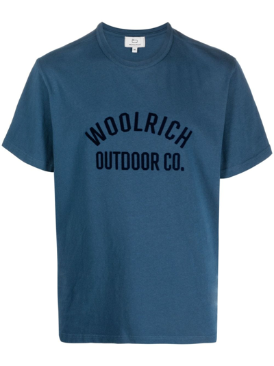 Woolrich Logo-print Cotton T-shirt In Blue_lobster