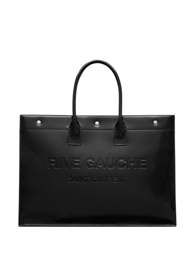 Saint Laurent Rive Gauche Leather Tote Bag In Black
