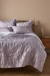 Anthropologie Embroidered Tencel Quilt By  In Purple Size Q Top/bed