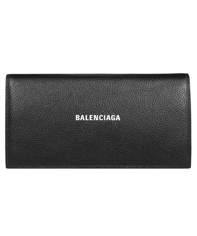 Balenciaga Cash Large Flap Wallet In Black