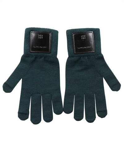 Givenchy Logo Patch Gloves In Green