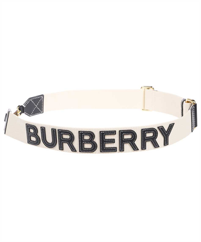 Burberry Leather Logo Detail Strap In Beige