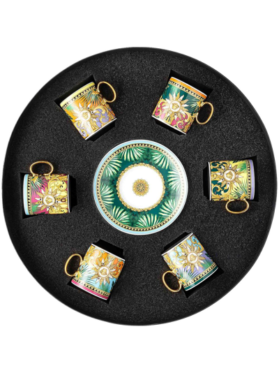 Versace X Rosenthal Jungle Animalier Espresso Cups (set Of Six) In Gold