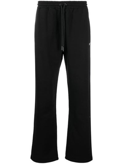 OFF-WHITE DIAG-EMBROIDERED COTTON TRACK PANTS