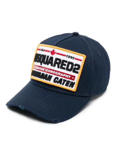 Dsquared2 Logo-patch Cotton Baseball Cap In Blue