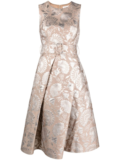 P.a.r.o.s.h Brocade-effect Patterned-jacquard Dress In Neutrals