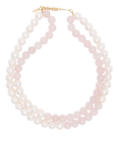 Completedworks Some Lost Time Pearl And Quartz Beaded Necklace In White